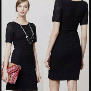 Anthropologie Maeve Seersucker Mesh Knit Sheath iBlack Stretch Mini Dress